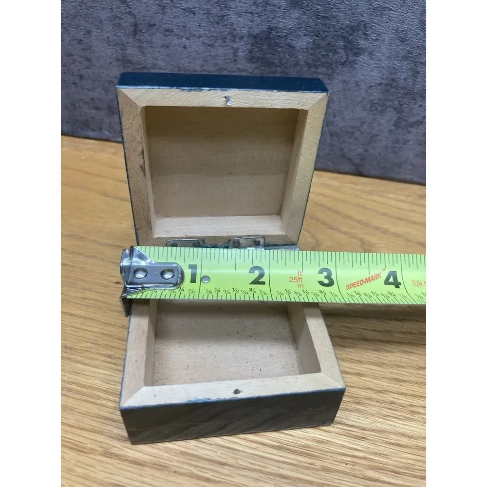 Wooden Trinket Jewelry Box‎ w/ Hinged Lid Floral Design